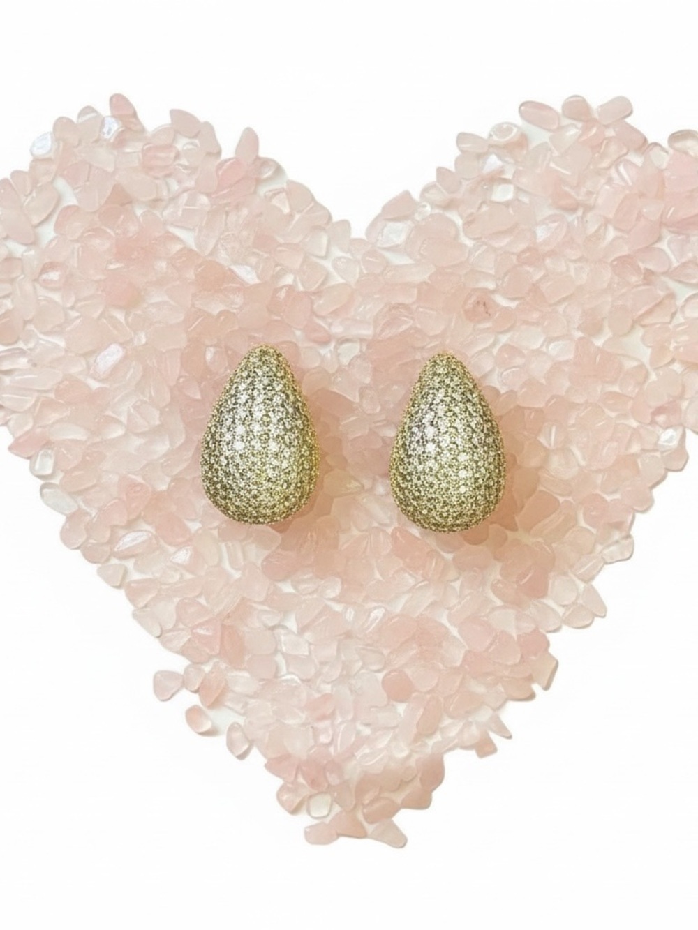 Gold Pave Teardrop Stud Earrings - Women Jewelry